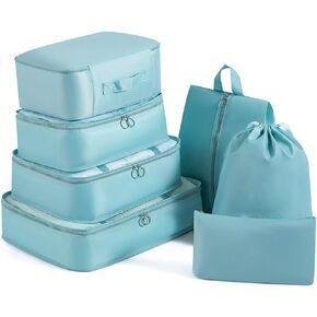 GOLEDU 7-Piece Lightweight Luggage Organizer Foldable Cube Luggage Organizer Waterproof Travel Lingerie Clothes Organizer Luggage Storage Bag in Kuwait