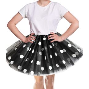 Adult Teens Women Polka Dots Tulle Tutu - Girls Red White Blue Green Black Tutu Skirt Dress-Up Halloween Party Costumes