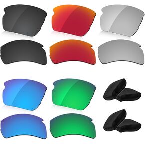 LenzReborn Polarized Lens & Nosepieces Replacement for Oakley Flak 2.0 XL OO9188 Sunglass - Dark Black+Silver Grey+Fire Red+Ice Blue+Lawn Green