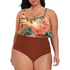 Sovoyontee Women's 2 Piece Plus Size High Waisted Swimsuit Bathing Suit