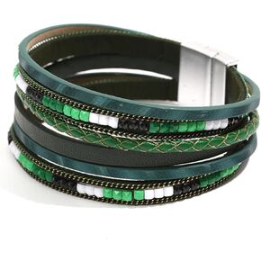 72ore Boho Leather Wrap Bracelet for Women Trendy Multicolor Bracelet Layered Leather Cuff Bracelet Handmade Braided Leather Bracelet Colorful Charm Bracelets Gifts