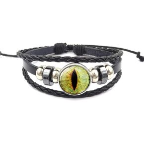 JczR.Y Retro Cat Dragon Eyes Bracelet Cuff Multilayer Woven Beaded Leather Animal Eyes Bracelet for Women Girls Fashion Time Gems Eyes Ojo Bracelet Hand Jewelry in Kuwait