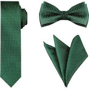 Allegra K Men's Pocket Square Necktie Bowtie Classic Polka Dots Tie Set