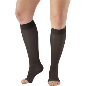 Ames Walker AW Style 44 Sheer Support 20-30 mmHg Firm Compression Open Toe Knee High Stockings Nude Medium