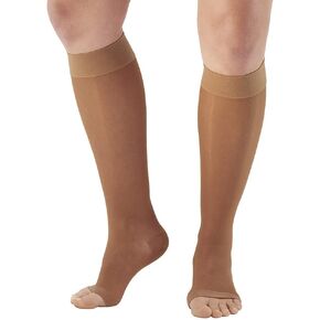 Ames Walker AW Style 44 Sheer Support 20-30 mmHg Firm Compression Open Toe Knee High Stockings Nude Medium