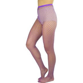 ToBeInStyle Women's Diamond Net Spandex Nylon Blend Pantyhose - Queen Size - Purple - One Size Plus