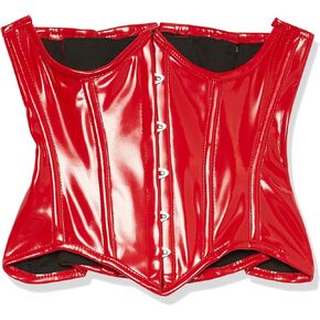 Daisy corsets Womens Top Drawer Red Patent Steel Boned Underwire Curvy Cut Waist Cincher Corset