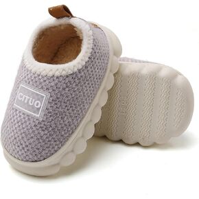 SOFMUO Unisex Toddler Boys Girls Fuzzy Slippers Non-Slip Sole Indoor House Shoes Outdoor Little Kids Baby Warm Winter Shoe
