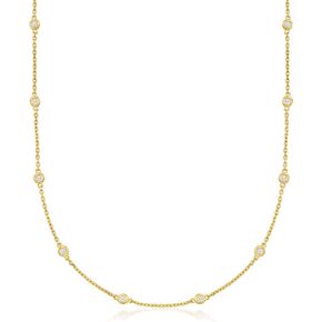 Ross-Simons Bezel-Set Diamond Station Necklace in Sterling Silver