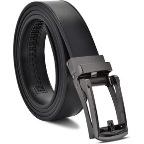 Mens Genuine Leather Ratchet Dress Belt with Slide Belt for men