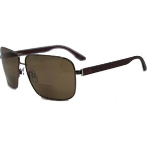 In Style Eyes Racy Aviator Bifocal Reading Sunglasses - Square Metal Frame Bifocal Readers - Non-Polarized Aspheric Lens