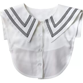GUZOSJO Sailor Detachable White Collar Shirt,Dickey Half Blouse False Collar for Lady Girls (Sailor Collar)