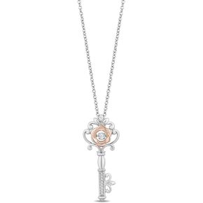 Jewelili Enchanted Disney Fine Jewelry 14K Rose Gold Over Sterling Silver Diamond Accent Belle Key Diamond.