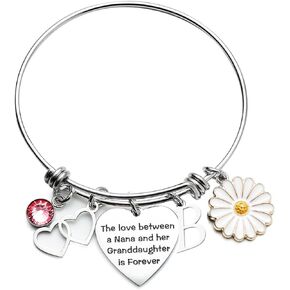 Djhteng Granddaughter Gift The Love Between A Nana and Her Granddaughter is Forever Charm Initial Bracelet Granddaughter Bracelet Nana Bracelet