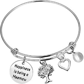 Grandma Bracelet Memaw Bracelet Bangle Gift for Memaw Gift from Grandchildren Grandson Granddaughter to Grandmother Mother's Day Christmas Birthday Gift Idea for Grandma Gifts Grandma Bangle Jewelry