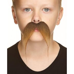 Mustaches Self Adhesive Kung-Fu Master Fake Mustache for Kids, Novelty, Small False Facial Hair, Costume Accessory for Children, Brown Color