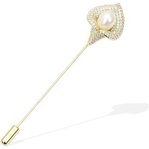 Crystal Rhinestone Calla Lily Floral Boutonniere Lapel Stick Pin Brooch Cardigan Scarf Tie Pin