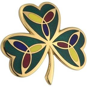 Solvar Irish Brooch Gold Plated Shamrock Pin Made in Ireland
