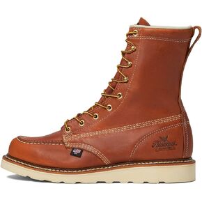 Thorogood American Heritage 8" Moc Toe Work Boots For Men Breathable Leather Boots With Slip-Resistant MAXWear Wedge Outsole and Goodyear Storm Welt
