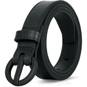 ITAY Women Metal Free Leather Belt - 25mm Nickel Free Belt for Women, TSA-Friendly No Metal Belts with Sturdy Plastic Buckle