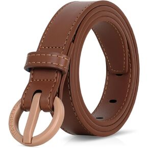 ITAY Women Metal Free Leather Belt - 25mm Nickel Free Belt for Women, TSA-Friendly No Metal Belts with Sturdy Plastic Buckle