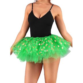 Kakaco St. Patrick's Tutu Skirt Green Shamrock Tulle Tutus Irish Festival Tutu Costume for Women and Girls