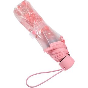 GOWENIC Clear Cherry Blossoms Umbrella, Transparent Sakura Rain Umbrellas Manual Open Type Umbrella with Strong Alloy Handle for Men and Women of All Ages (Pink)