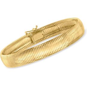 Ross-Simons Italian 18kt Gold Over Sterling Omega Bracelet. 8 inches