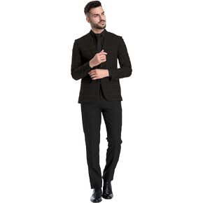 Men's Plaid Checked Cotton Blazer 2 Button Jacket Regular Long Sleeve Daily Fit Suit Business Lightweight Casual Sport Coat
