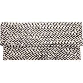JNB Raffia Chevron Clutch