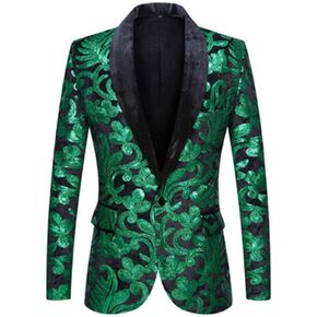 Mens Sequin Suits Jackets Blazer Slim Fit Notched Lapel One Button Party Show Tux Dress Coats