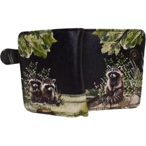 Shag Wear Raccoon Family Small Animal Wallet for Women and Teen Girls Vegan Faux Leather Black 4.5" in Saudi Arabia
