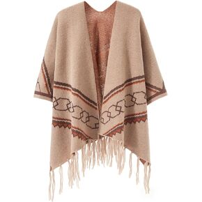 Women's Pashmina Shawls Topper Knitted Elegant Chunky Shawls Cape Open Front Cardigan