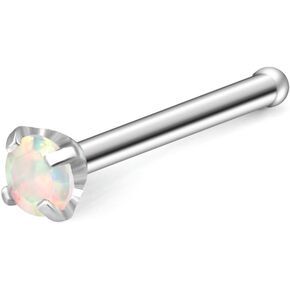 Ruifan 20G 316L Surgical Steel 2mm Opal Nose Rings Studs Bone Ring Body Piercing Jewelry 1-3PCS