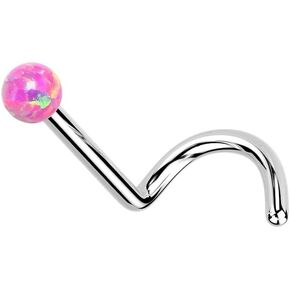 Pierced Owl 20GA F136 Implant Grade Titanium Threadless Push In Synthetic Opal Ball Top Nose Screw