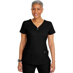 Healing Hands Scrubs for Women 3 Pocket Yoga Top Purple Label 2341 Jeni Y Neck with Zipper Athleisure Top Soft Fabric