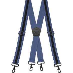 Buyless Fashion Heavy Duty Suspenders for Men - 48" Adjustable Straps 1 1/2" - X Back with Strong Hooks