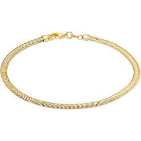 Barzel 18K Gold Plated Herringbone Snake Anklet for Women - Made in Brazil