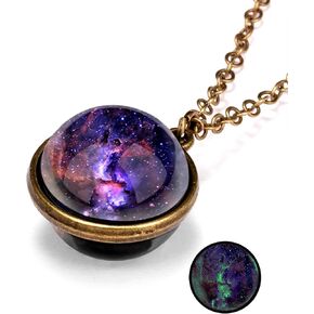 Galaxy Pendant Necklaces Planets Necklace Pendent Double-Sided Glass Ball Universe Galaxy Solar System Guardian Stars Necklace Astronomy Solar System Star Beautiful Necklace Lover Gift in Kuwait