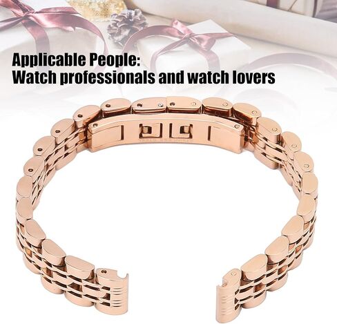 ZJchao 10mm / 0.4in Stainless Steel Watch Strap, Replacement Adjustable Length Watch Band Rose Finish Metal Watch Band Stainless Steel Bracelet Straps Gold Polished Strap for Men Women, Stainless in Saudi Arabia