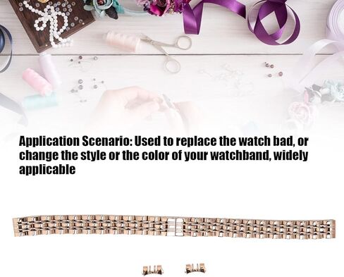 ZJchao 10mm / 0.4in Stainless Steel Watch Strap, Replacement Adjustable Length Watch Band Rose Finish Metal Watch Band Stainless Steel Bracelet Straps Gold Polished Strap for Men Women, Stainless in Saudi Arabia