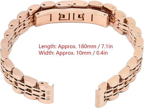 ZJchao 10mm / 0.4in Stainless Steel Watch Strap, Replacement Adjustable Length Watch Band Rose Finish Metal Watch Band Stainless Steel Bracelet Straps Gold Polished Strap for Men Women, Stainless in Saudi Arabia