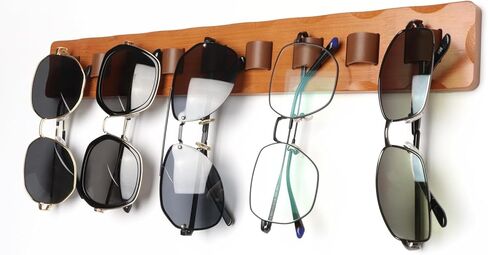 منظم نظارات شمسية من FamilleElement مثبت على الحائط، حامل نظارات شمسية خشبي، حامل نظارات للتخزين والعرض، ديكور منزلي للجدران والأبواب والخزائن (أبيض) in Kuwait