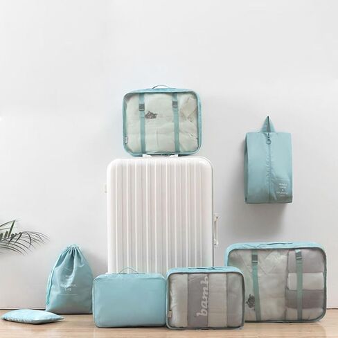 GOLEDU 7-Piece Lightweight Luggage Organizer Foldable Cube Luggage Organizer Waterproof Travel Lingerie Clothes Organizer Luggage Storage Bag in Kuwait