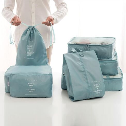 GOLEDU 7-Piece Lightweight Luggage Organizer Foldable Cube Luggage Organizer Waterproof Travel Lingerie Clothes Organizer Luggage Storage Bag in Kuwait