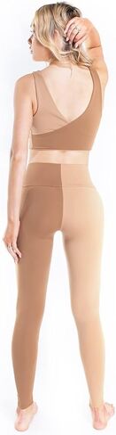 طماق عالية الخصر بلونين للسيدات مع طقم حمالة صدر رياضية مكون من قطعتين لليوجا والتمارين الرياضية والملابس الكاجوال in Kuwait