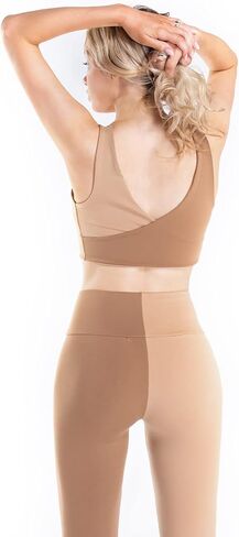 طماق عالية الخصر بلونين للسيدات مع طقم حمالة صدر رياضية مكون من قطعتين لليوجا والتمارين الرياضية والملابس الكاجوال in Kuwait