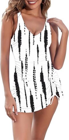 Pink Queen Women's One Piece Swimsuit V Neck Ruched Drawstring Tummy Control Bathing Suit Monokini Beach Swim Dresses in Saudi Arabia