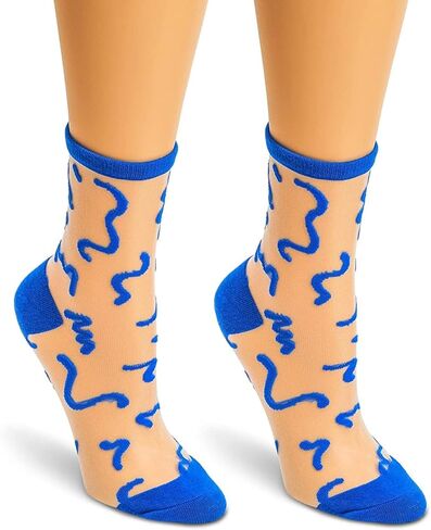 Zodaca 3 Pairs Transparent Ankle Socks, Sheer Pattern Socks for Women (3 Designs, One Size Fits Most) in Kuwait