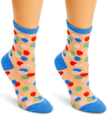 Zodaca 3 Pairs Transparent Ankle Socks, Sheer Pattern Socks for Women (3 Designs, One Size Fits Most) in Kuwait
